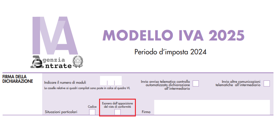 MODELLO IVA 2025 esonero visto conformità
