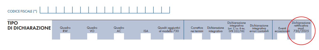 Dichiarazione rettificativa 730 2025